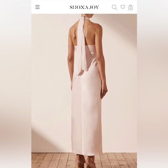 LUXE GATHERED HALTER MIDI DRESS - PORCELAIN 
US 4 NWT - Picture 5 of 6